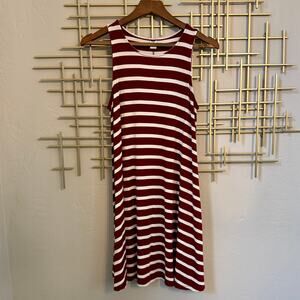 Old Navy M Burgundy White Striped Swing Dress